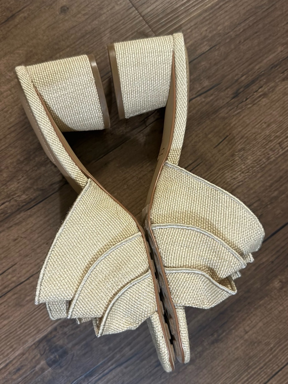 Chico's Cream Ruffle Slide Mules - Picture 4 of 9